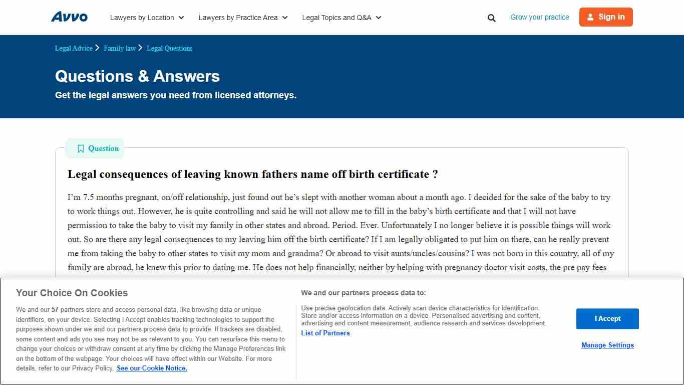Legal consequences of leaving known fathers name off birth certificate ? - Legal Answers