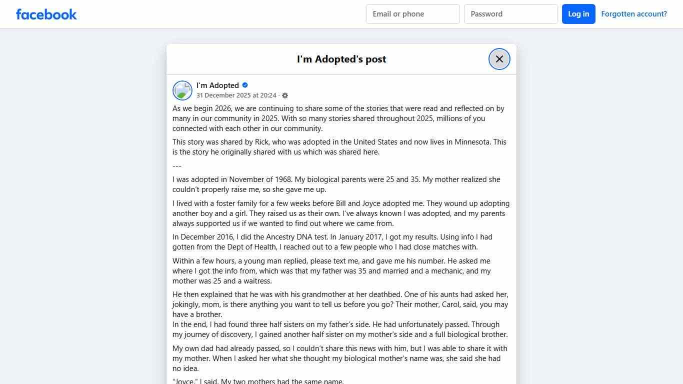 I'm Adopted - As we begin 2026, we are continuing to share... Facebook