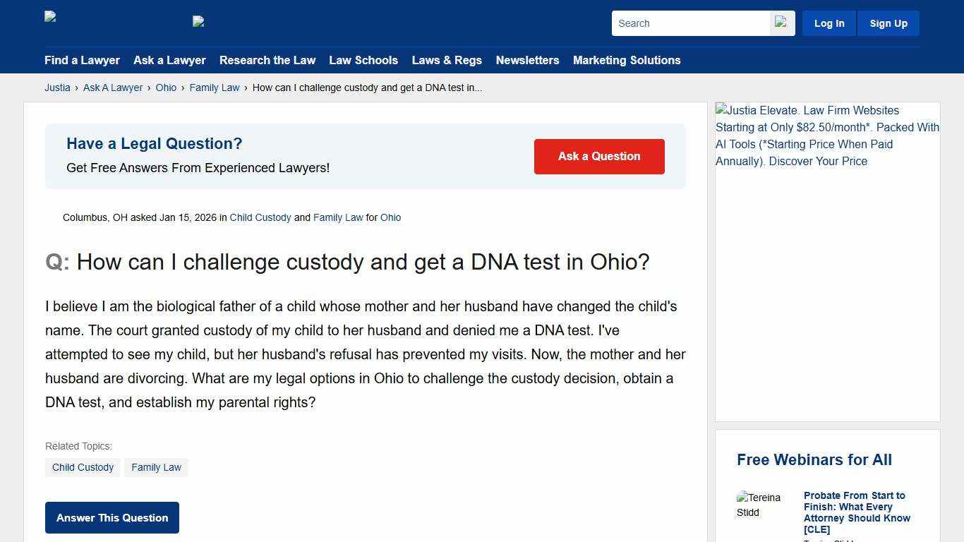 How can I challenge custody and get a DNA test in Ohio? - Ohio Family Law Questions & Answers - Justia Ask A Lawyer
